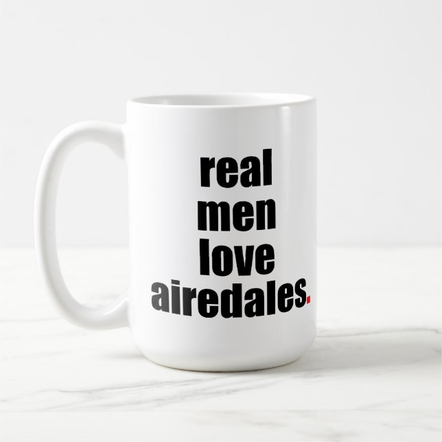 Caneca real dos Airedales do amor dos homens (Esquerda)