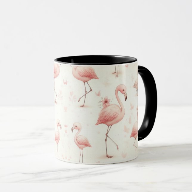 Caneca Rebanho de Flamingos Mais Fofos (Frente Esquerda)