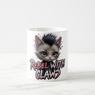 Caneca Rebelde com Garras Punk Rock Gato Xícara de