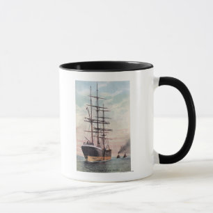 Caneca Rebocadores que rebocam um navio ao mar