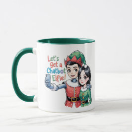 Caneca 🤖 Receba um Chatbot Elfie Memórias de Natal Engra