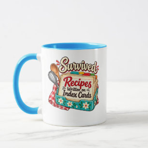 Caneca Receitas Sobrevividas Escritas em Cartões de Índic