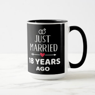 Caneca Recem casados 18 anos atrás 18º aniversário de 