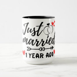 Caneca Recem casados 1 Ano Atrás, 1rua Aniversário De Cas
