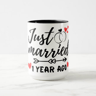 Caneca Recem casados 1 Ano Atrás, 1rua Aniversário De Cas