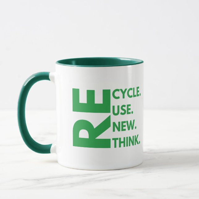 Caneca Recicle Reutilize Renove Repense Dia da Terra Meio (Esquerda)