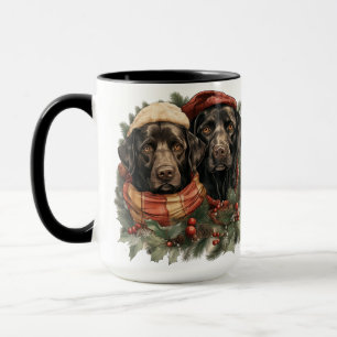 CANECA RECUPERADORES DE LABRADOR PRETO DE NATAL HOLIDAY