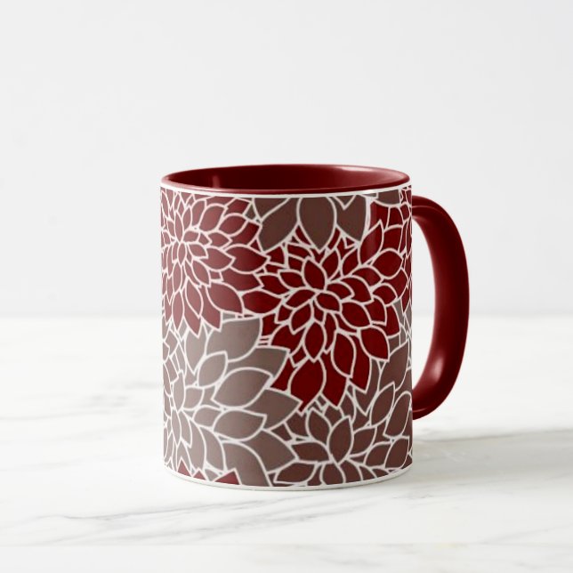 Caneca Red and silver dahlias  (Frente Esquerda)