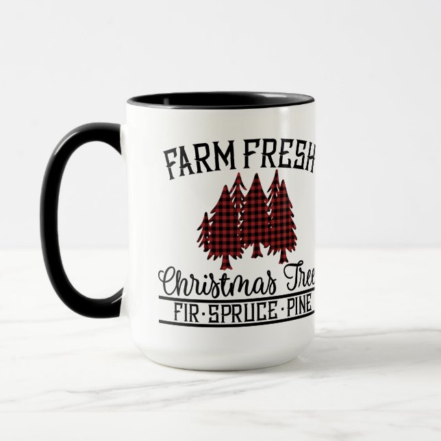 Caneca red, Black Buffalo Plaid Christmas Trees (Esquerda)