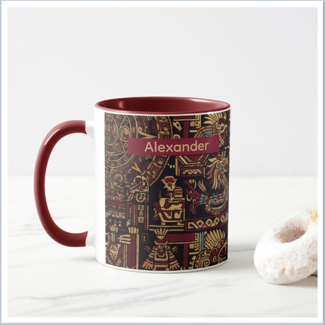 Caneca Red Black & Gold Aztec Inspired Design (Criador carregado)