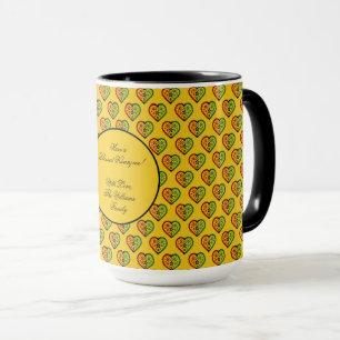 Caneca Red Black Green Floral Heart Pattern Happy Kwanzaa