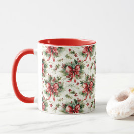 Caneca Red Bows and Holly Leaves