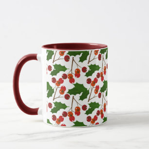 Caneca Red Christmas Holly Berries   Feriados