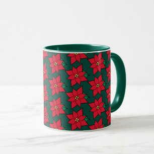 Caneca Red Christmas Poinsettias Coffee Mug Gift