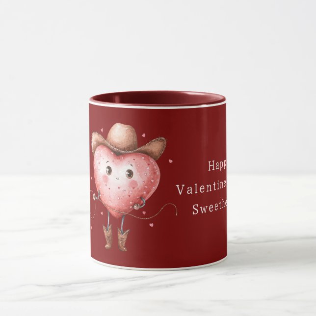 Caneca Red Cowgirl Hat Boots Heart Valentine's Day (Centro)
