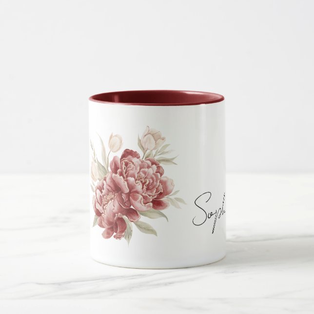 Caneca Red Cream Flowers (Centro)