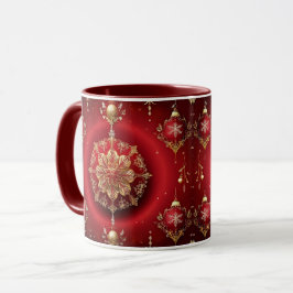 Caneca Red Decorative Ornaments Holiday Mug