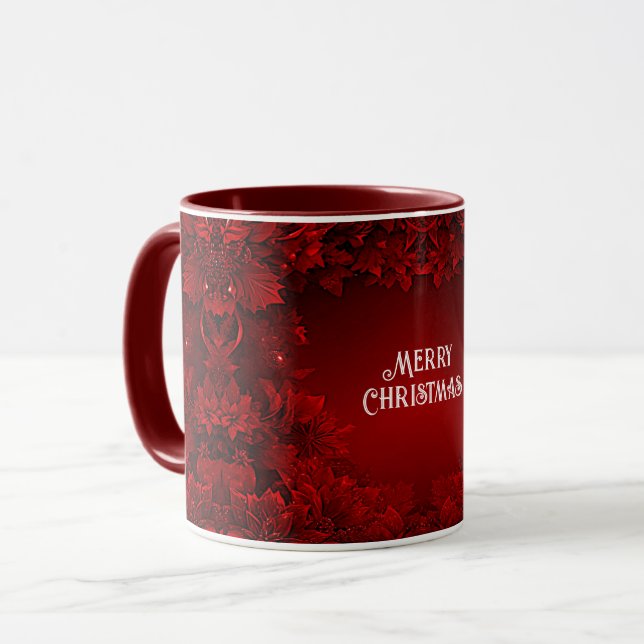 Caneca Red Deixa Floral Holiday Mug (Frente Esquerda)