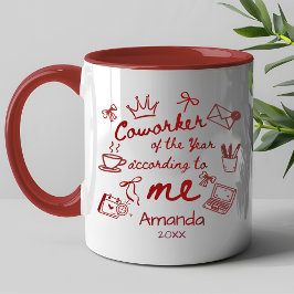Caneca Red doodle hand drawn funny coworker quote