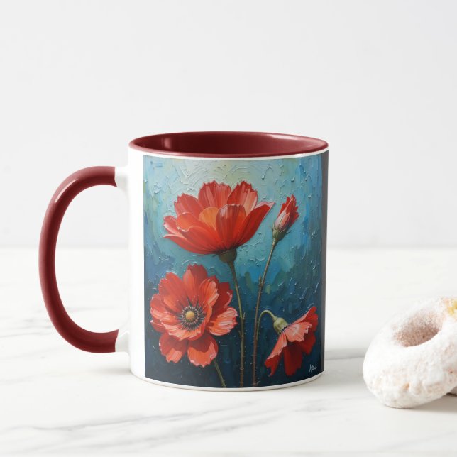 Caneca Red Flowers Joy (Com Donut)