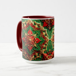 Caneca Red Green Decorative Holiday Mug