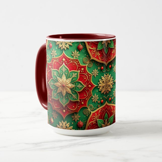 Caneca Red Green Decorative Holiday Mug (Frente Esquerda)