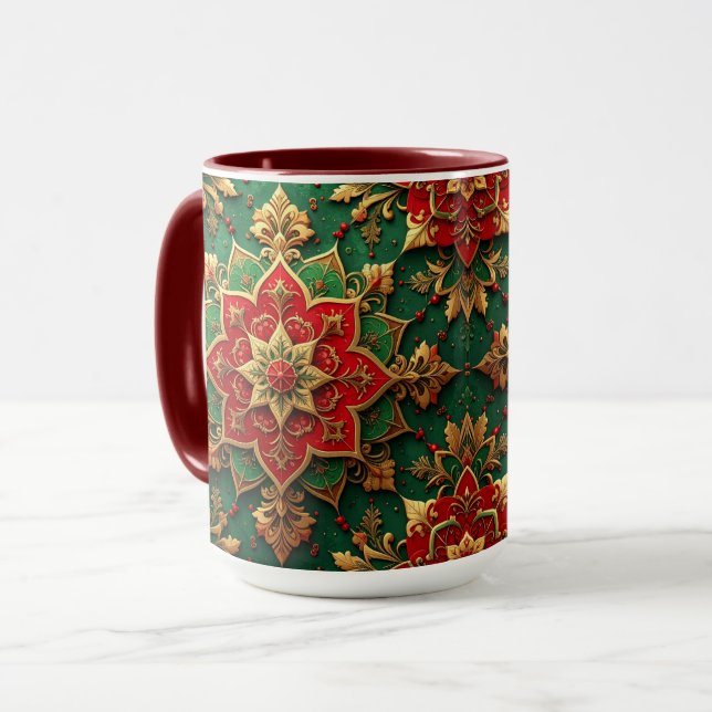 Caneca Red Green Decorative Holiday Mug (Frente Esquerda)
