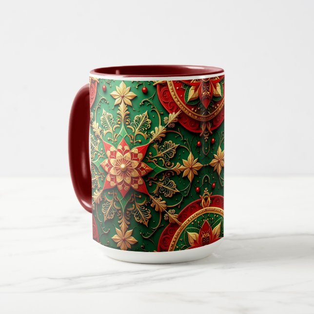 Caneca Red Green Decorative Holiday Mug (Frente Esquerda)