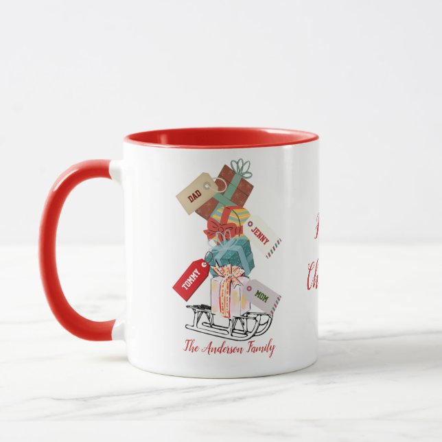 Caneca Red Green White Sledge Família Feliz Natal (Esquerda)