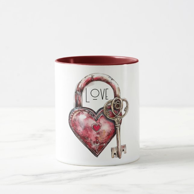 Caneca Red Heart Lock & Key Love (Centro)
