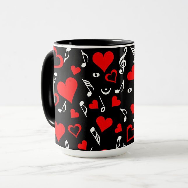 Caneca Red Hearts and Music Notes (Frente Esquerda)