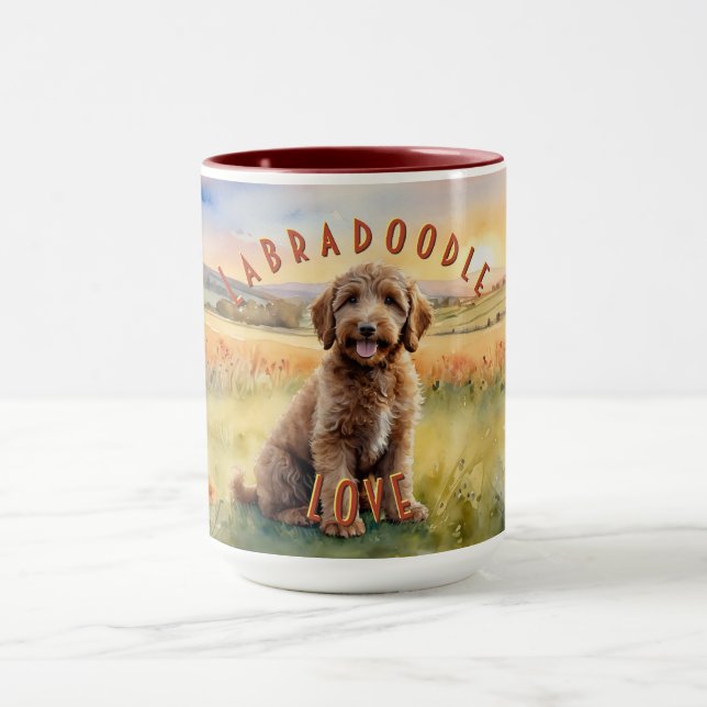 Caneca Red Labradoodle, Fazenda personalizável (Centro)