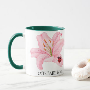 Caneca Red Ladybug cor-de-rosa Lily Flower