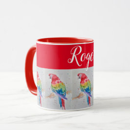 Caneca Red Macaw Pird Painting Whimat Art Mug