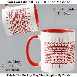 Caneca Red Name Hidden Message Trendy Mug 121B Modern