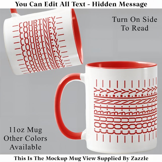 Caneca Red Name Hidden Message Trendy Mug 121B Modern (Criador carregado)