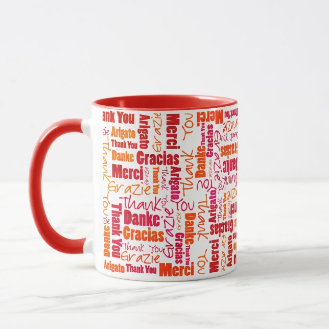 Caneca Red Orange Multilingual Obrigado (Esquerda)