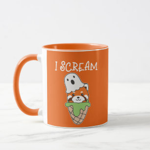 Caneca Red Panda Halloween Ghost I Gritar Sorvete Pun