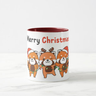 Caneca Red Panda Natal Pandas Vermelhas Feliz Natal
