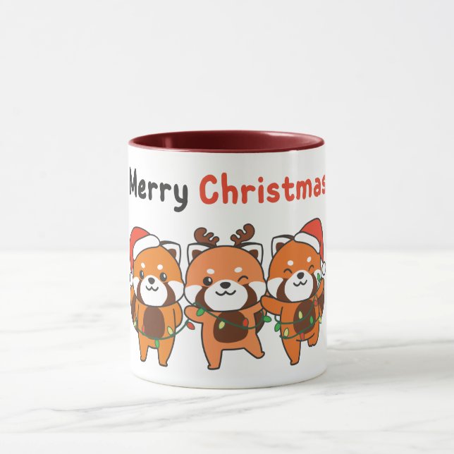 Caneca Red Panda Natal Pandas Vermelhas Feliz Natal (Centro)