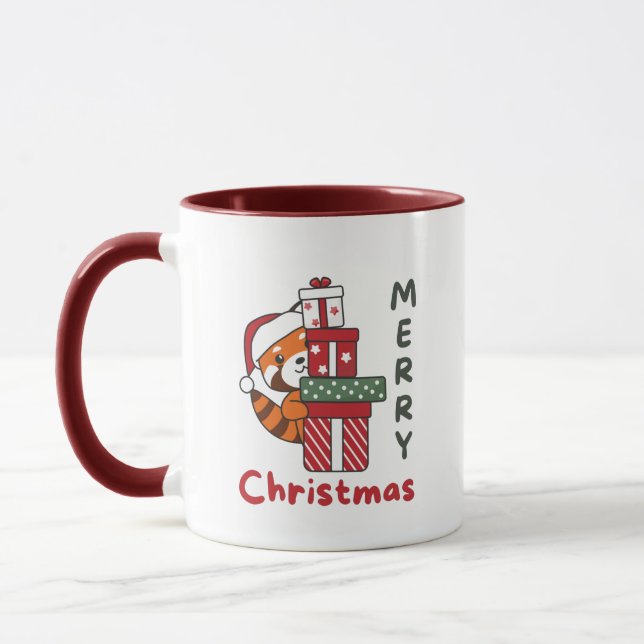 Caneca Red Panda Natal Presente Inverno Pandas Vermelhas  (Esquerda)