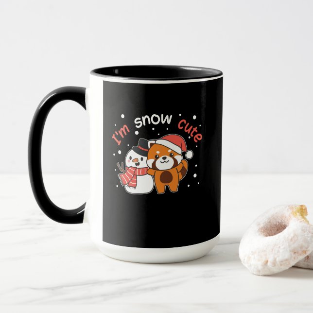 Caneca Red Panda, sou Snow Cute Snowman Snow Pun (Com Donut)