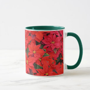 Caneca Red Poinsettias I Festa Floral de Natal