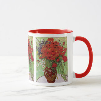 Caneca Red-Poppies-And-Daisies 1890 Flores Vinhas Primave