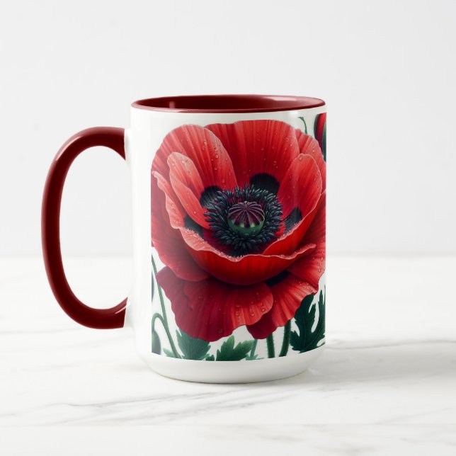 Caneca Red Poppy Floral (Esquerda)