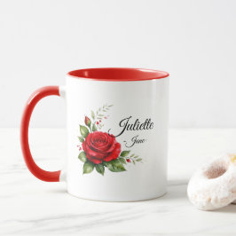 Caneca Red Rose Monogram Mug – June Birth Flower
