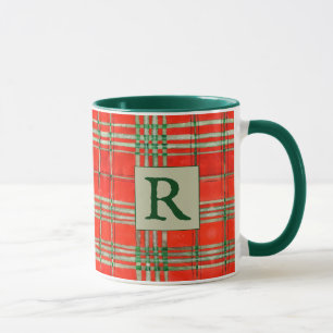 Caneca RED SCOTT TARTAN Hunter Green Combo Mug + Inicial