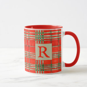 Caneca RED SCOTT TARTAN Red Combo Mug + Inicial