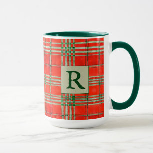 Caneca RED SCOTT TARTAN Tall Green Combo Mug + Inicial