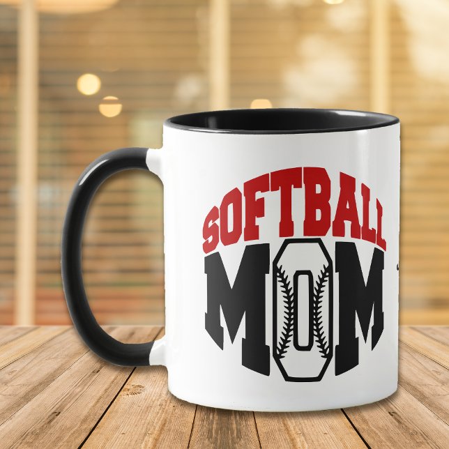 Caneca Red Softball Mãe Personalizada (Criador carregado)